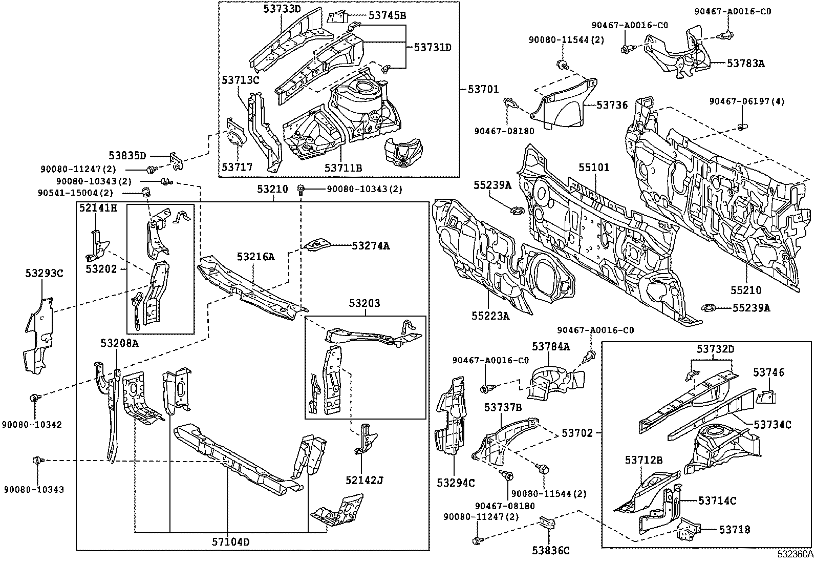 53210-06120 SUPPORT ASSY, RADIATOR product image