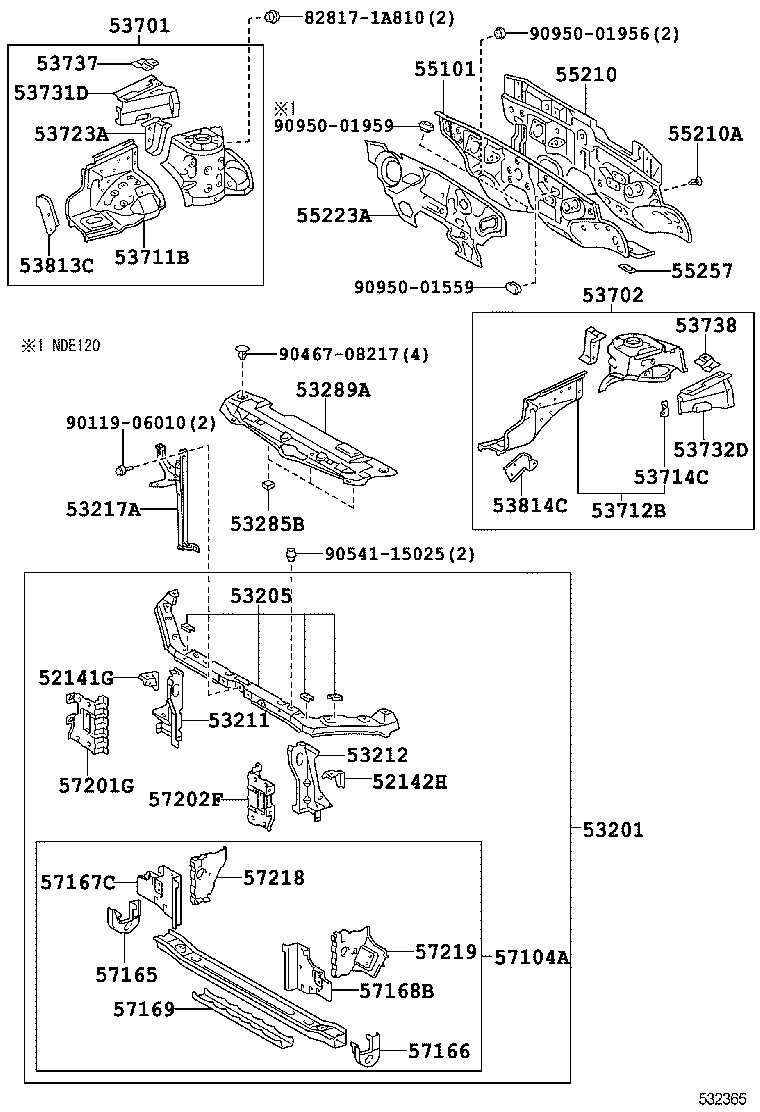 53155-13020 SEAL, RADIATOR SIDE AIR, NO.1 product image