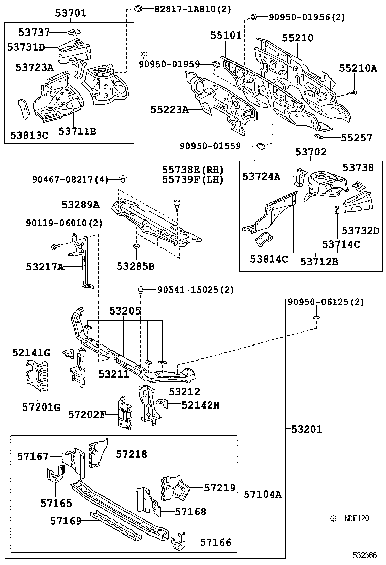 52142-13050 STAY, FRONT BUMPER, LH product image