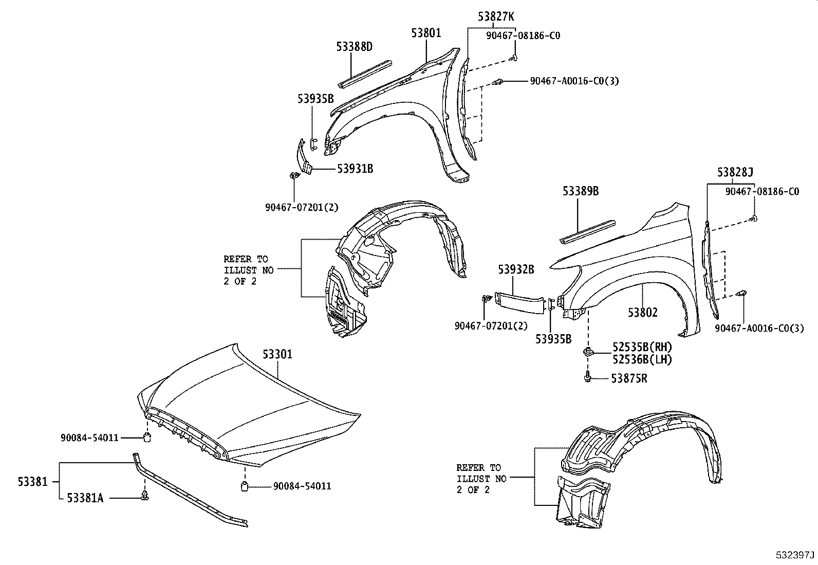 53388-0C030 SEAL, HOOD TO FRONT FENDER, RH product image