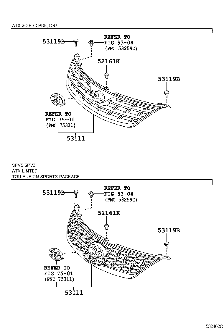 53101-06901 GRILLE, RADIATOR product image