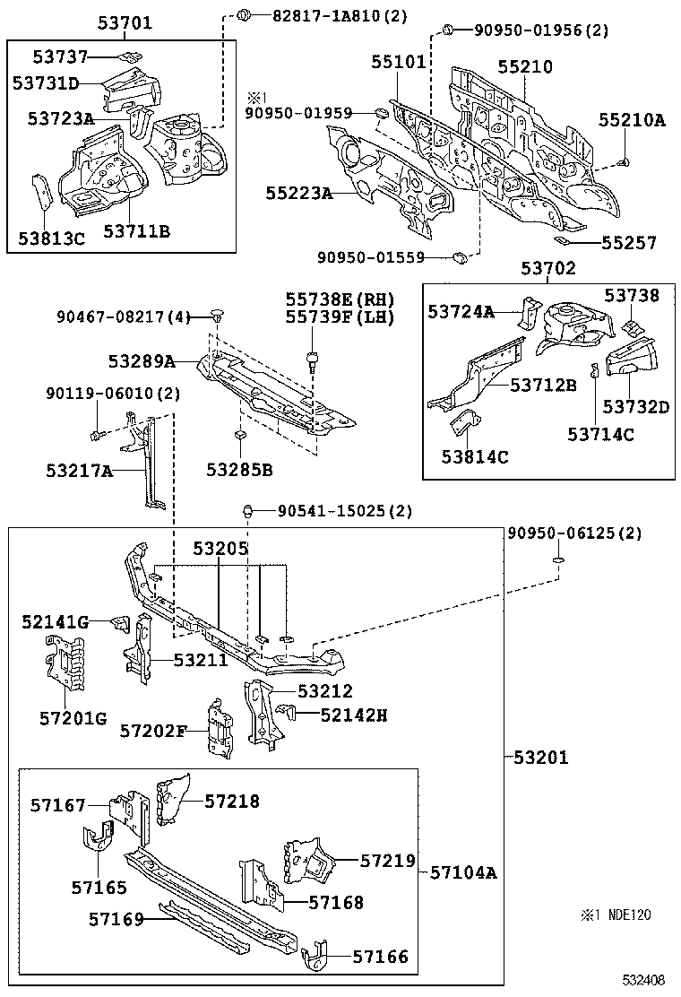 52142-13050 STAY, FRONT BUMPER, LH product image