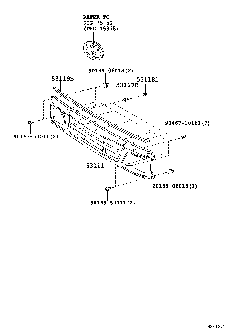 53111-37440 GRILLE, RADIATOR product image