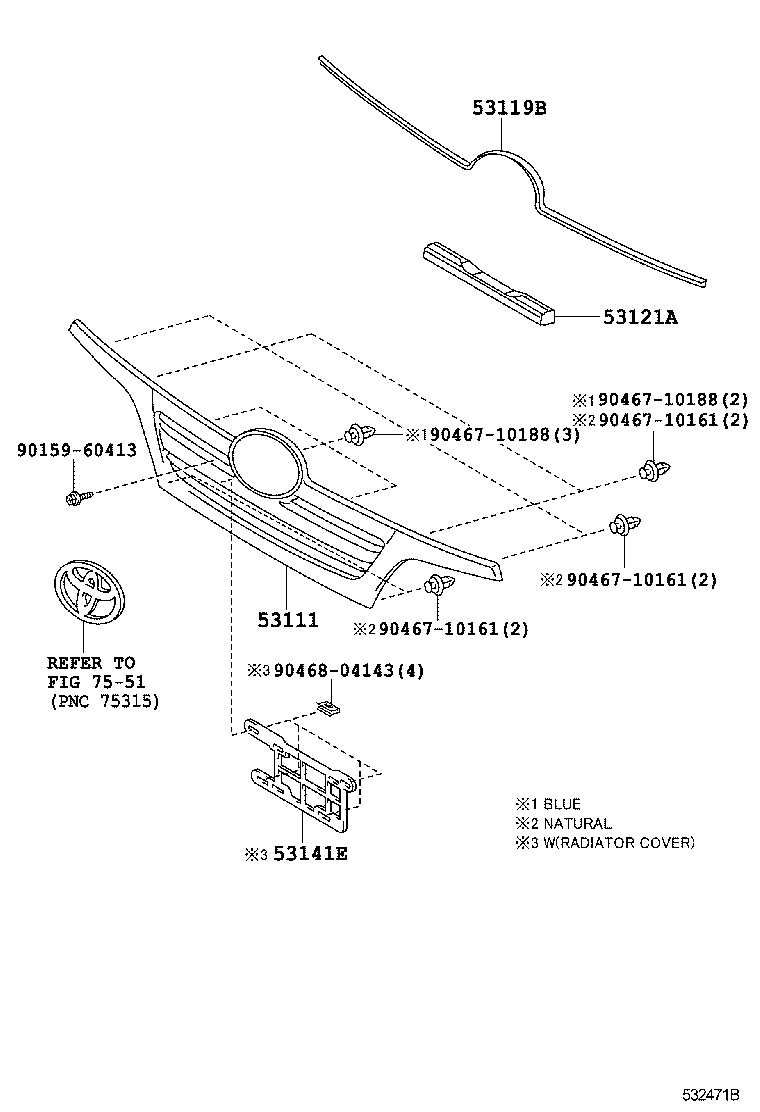 53114-37010 GRILLE, RADIATOR product image