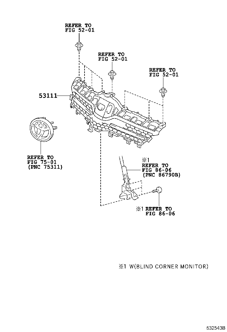53111-0F901 GRILLE, RADIATOR product image
