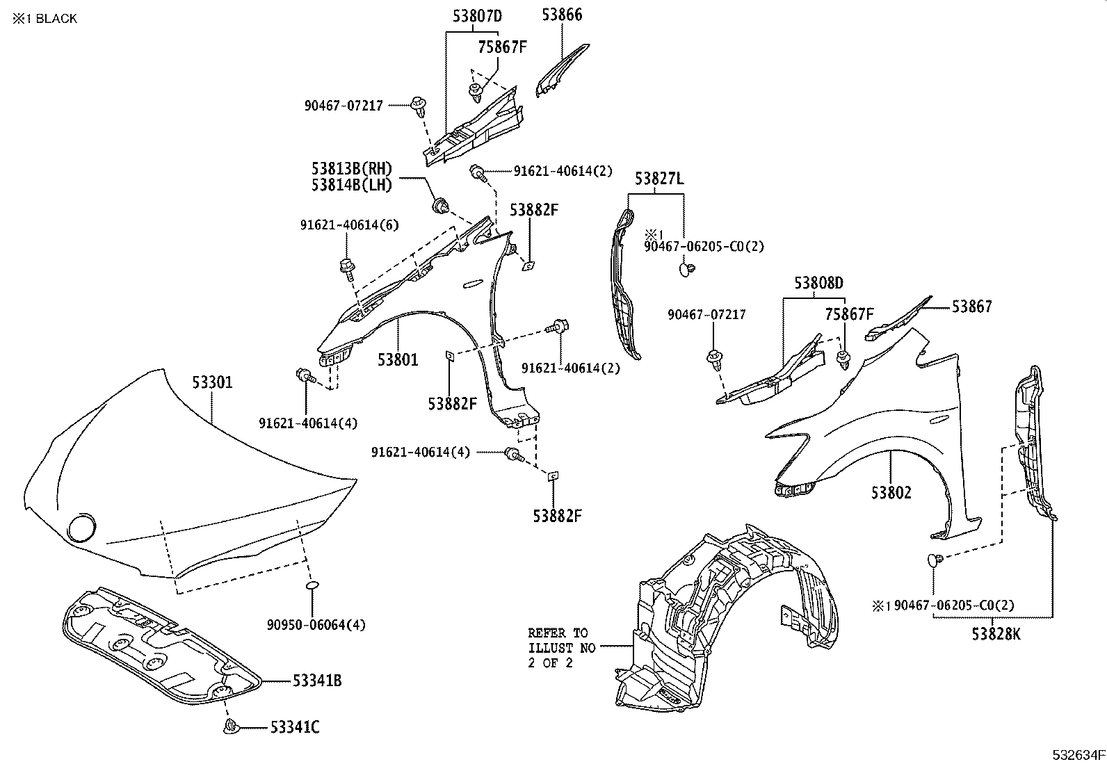 53827-72010 PROTECTOR, FRONT FENDER SIDE PANEL, RH product image
