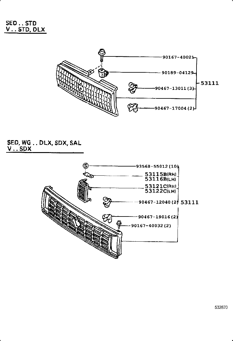 53111-30480 GRILLE, RADIATOR product image