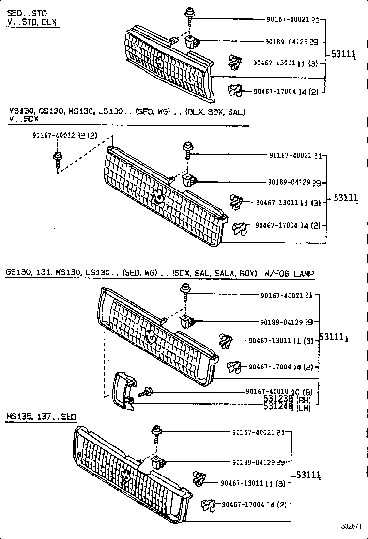 53111-30480 GRILLE, RADIATOR product image