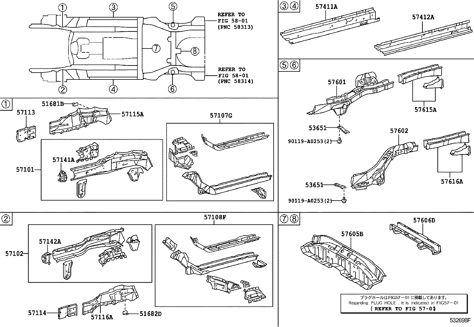 57102-02922 MEMBER SUB-ASSY, FRONT SIDE, LH product image