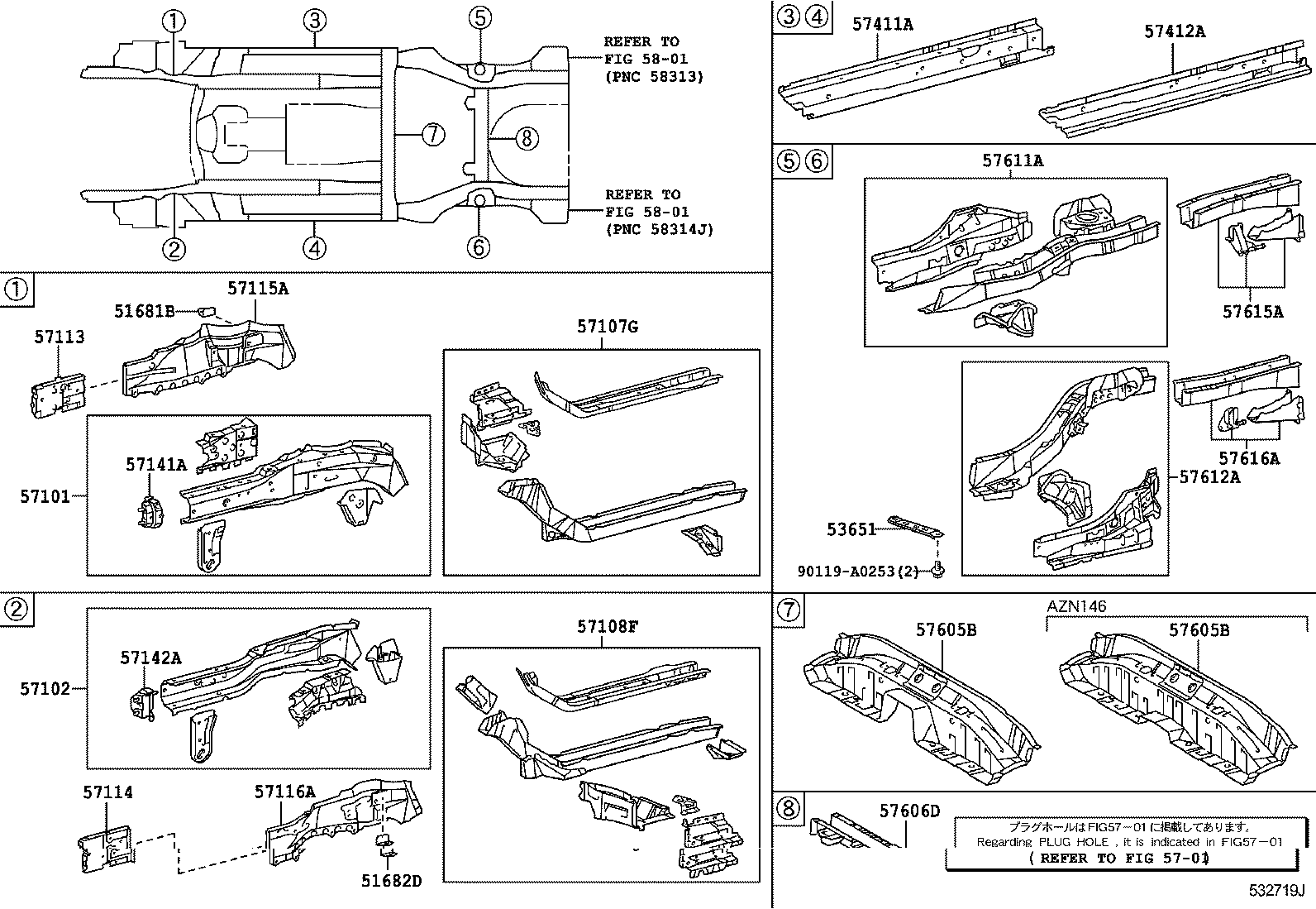 53651-02020 BRACE, REAR FLOOR SIDE MEMBER product image