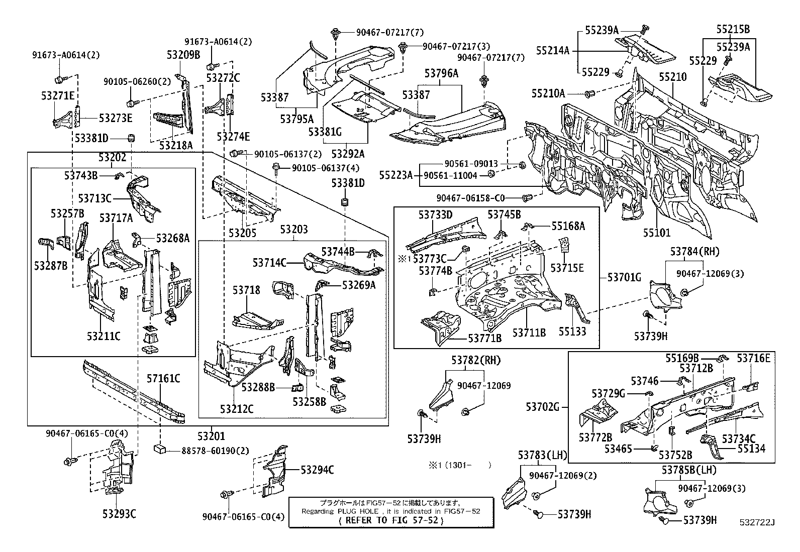 53209-60120 BRACE SUB-ASSY, HOOD LOCK SUPPORT product image