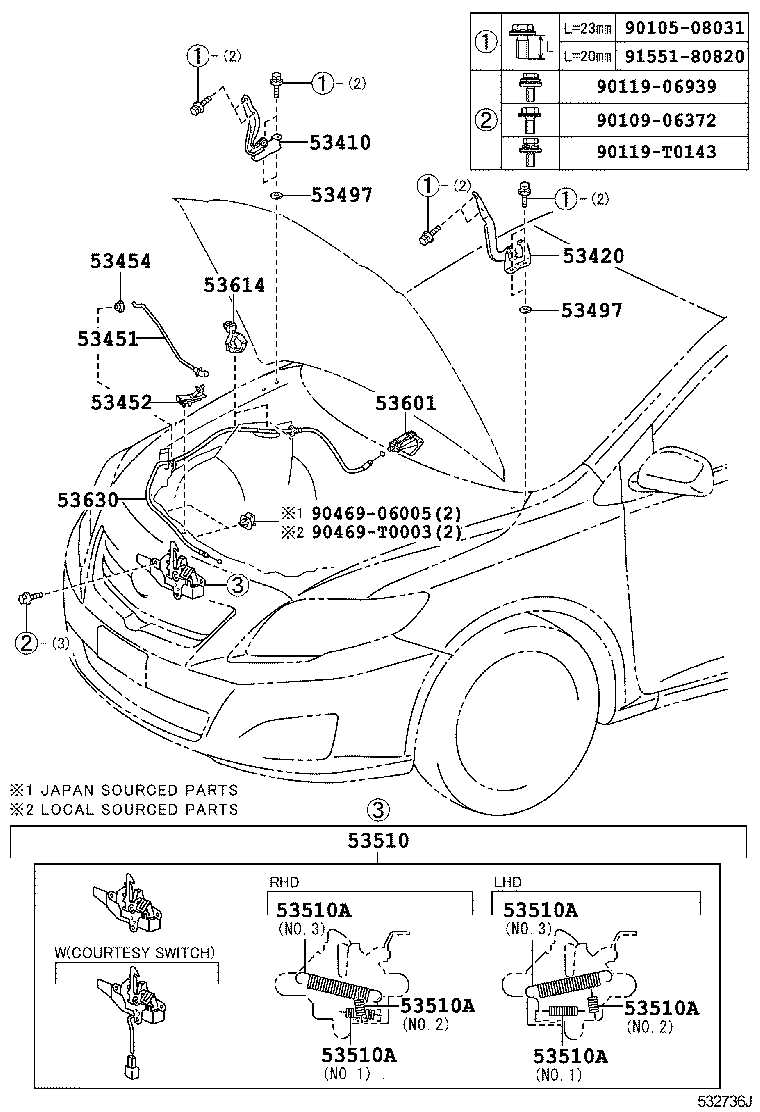 53452-02100 HOLDER, HOOD STAY product image