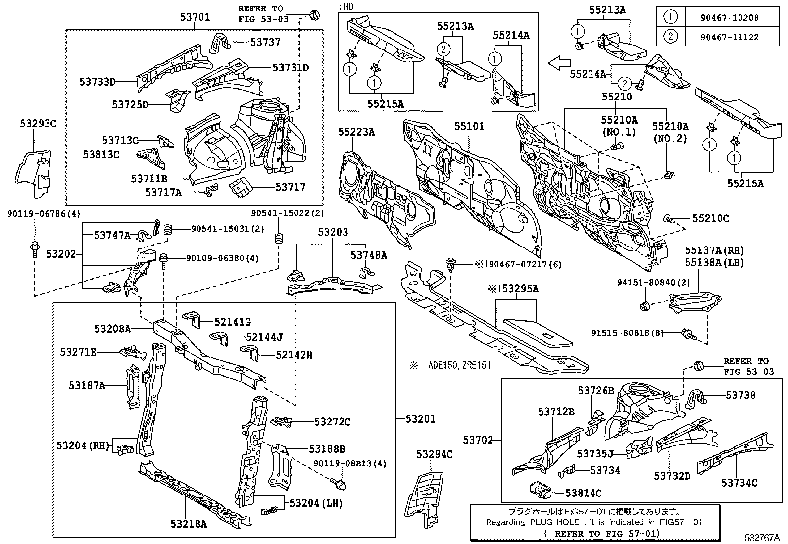 55215-02030 PAD, DASH PANEL INSULATOR, NO.3 product image