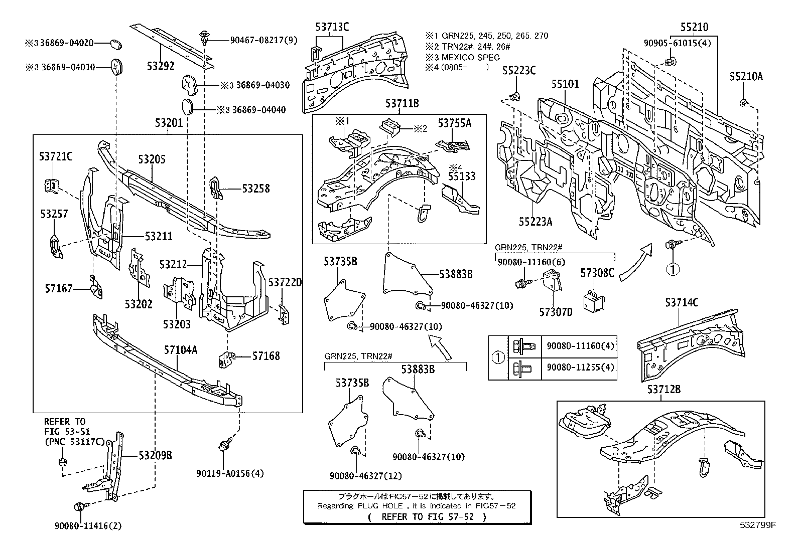 53209-04010 BRACE SUB-ASSY, HOOD LOCK SUPPORT product image