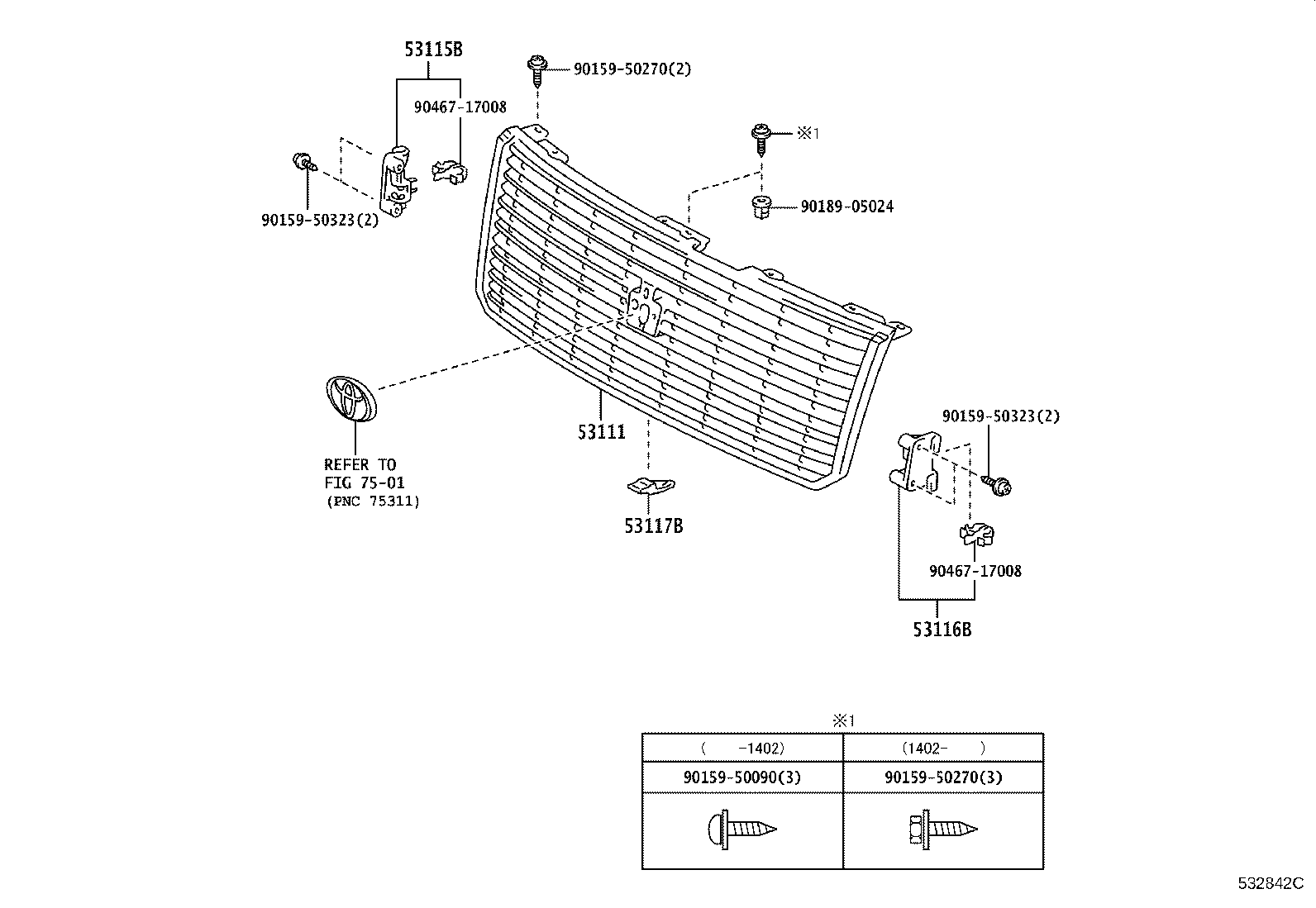 53111-43040 GRILLE, RADIATOR product image