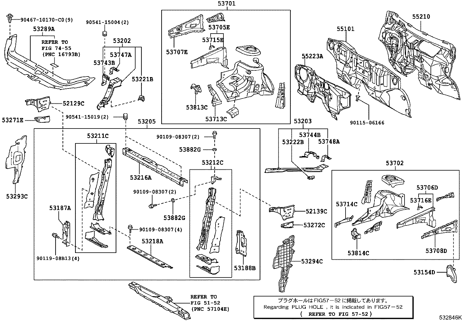 53705-42011 MEMBER SUB-ASSY, FRONT APRON TO COWL SIDE, RH product image