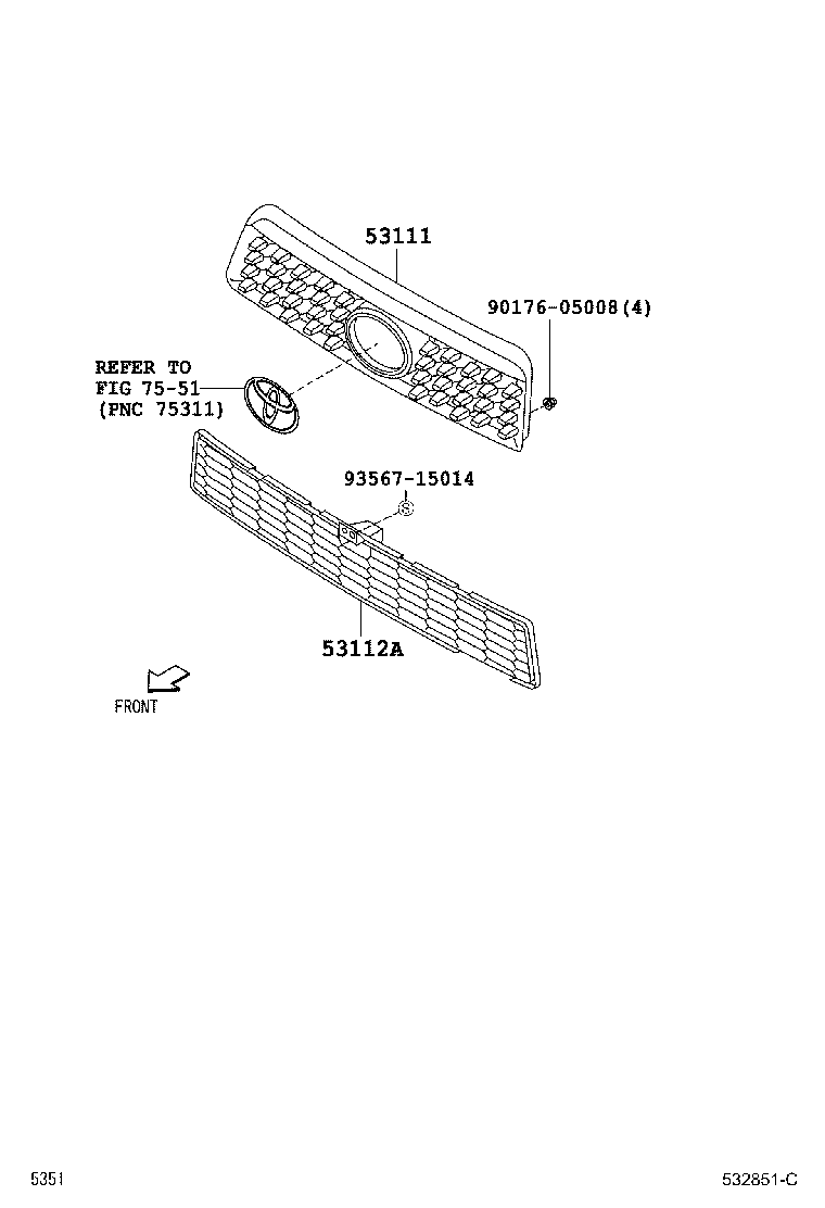 53111-B4010 GRILLE, RADIATOR product image