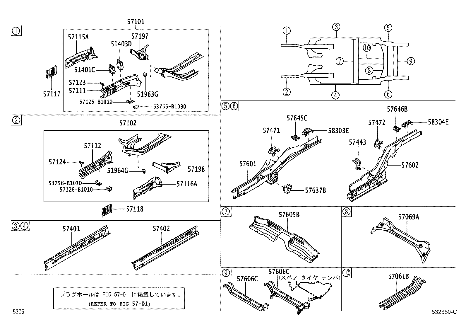 57102-B1040 MEMBER SUB-ASSY, FRONT SIDE, LH product image