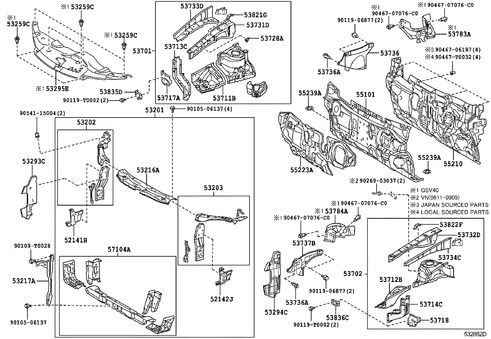 55239-06040 PLATE, DASH PANEL INSULATOR, NO.3 product image