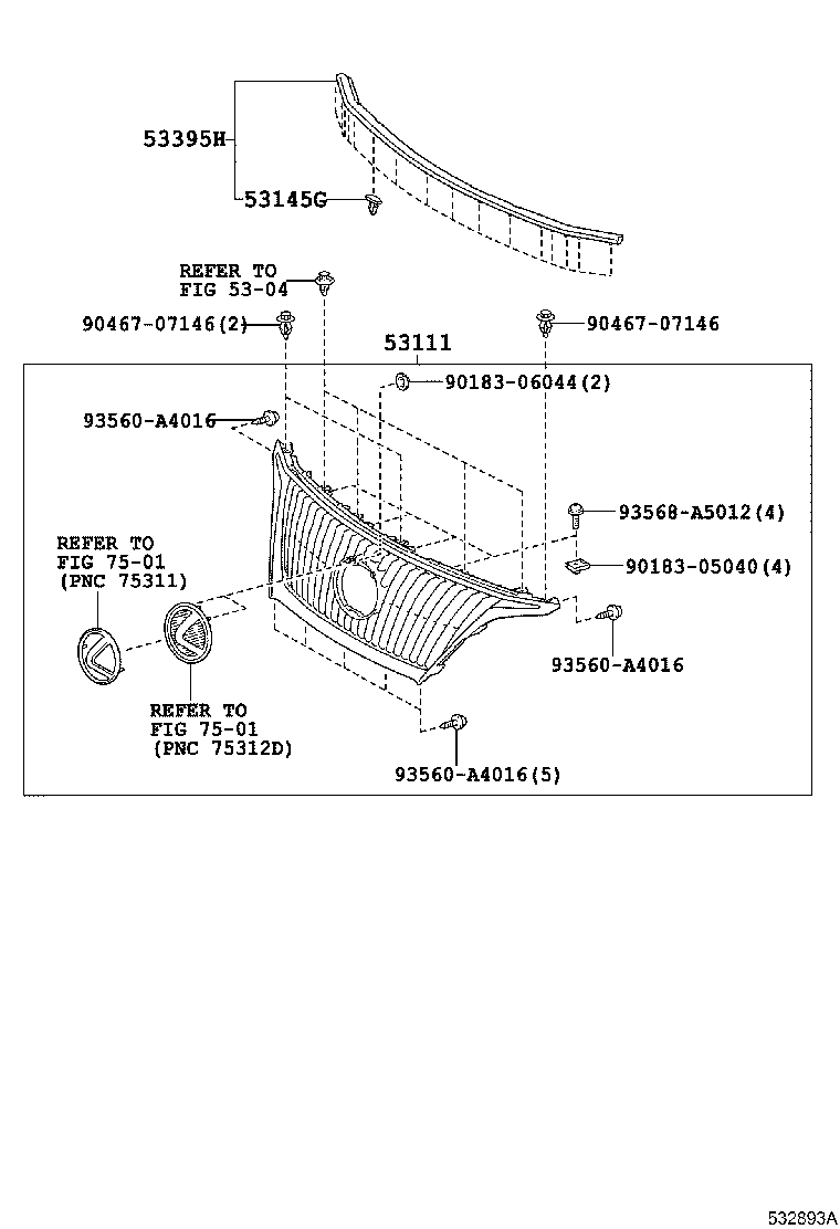 53153-0E010 GUIDE, RADIATOR GRILLE SIDE AIR, RH product image