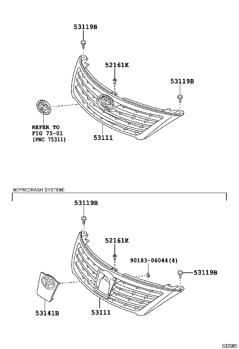 53111-06130 GRILLE, RADIATOR product image