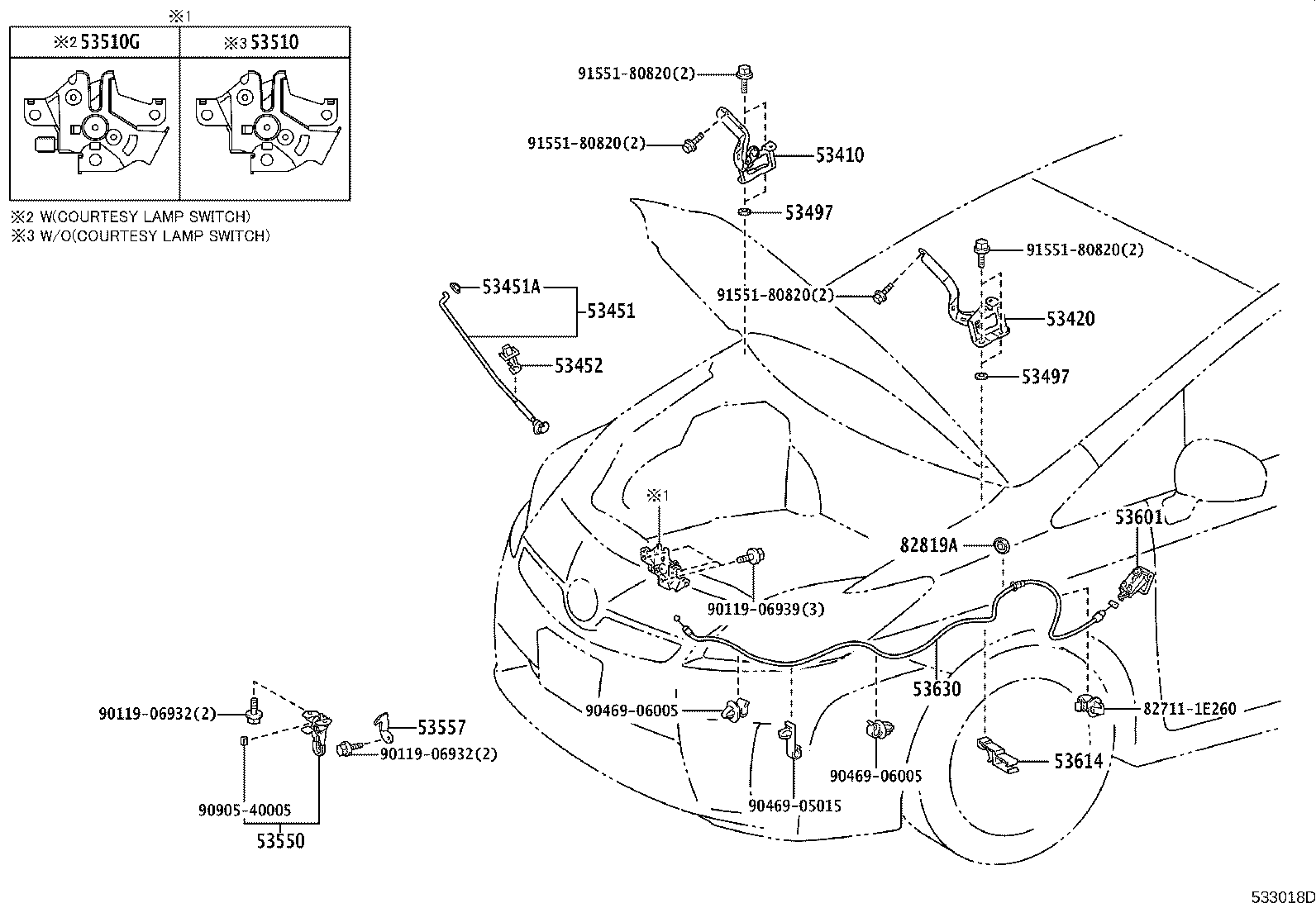 53614-47030 CLAMP, HOOD LOCK CONTROL CABLE product image