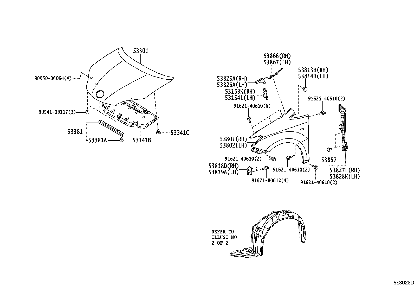53827-68020 PROTECTOR, FRONT FENDER SIDE PANEL, RH product image