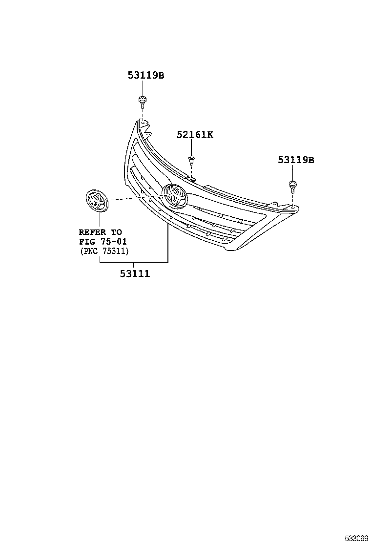 53111-06130 GRILLE, RADIATOR product image