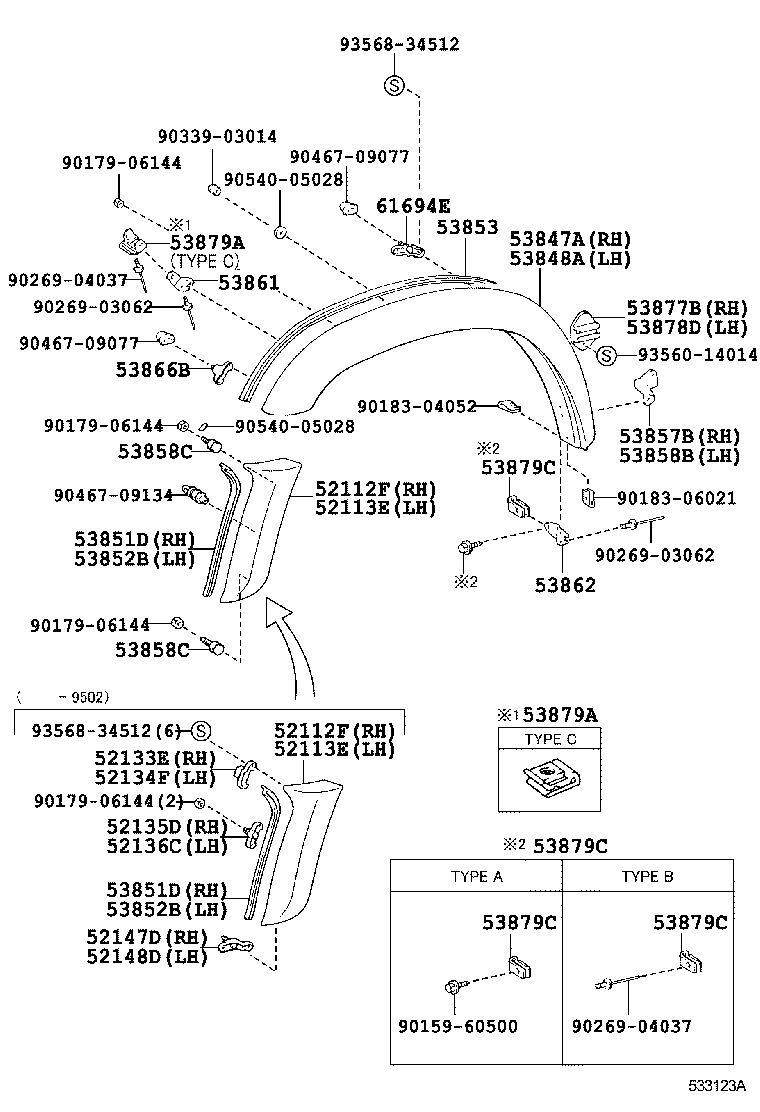 53802-35130 FENDER SUB-ASSY, FRONT LH product image