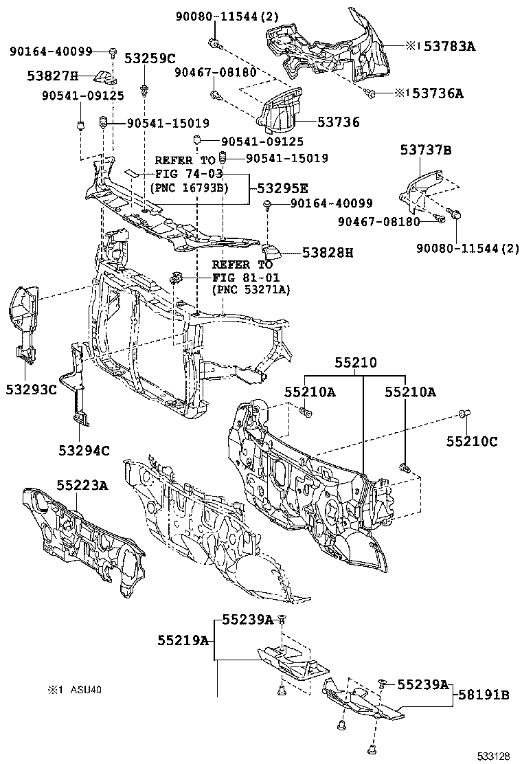 53203-0E040 SUPPORT SUB-ASSY, RADIATOR, LH product image