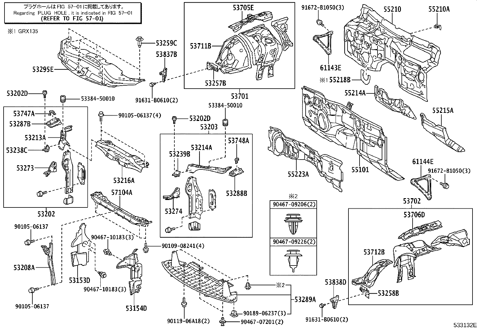 53705-22060 MEMBER SUB-ASSY, FRONT APRON TO COWL SIDE, RH product image