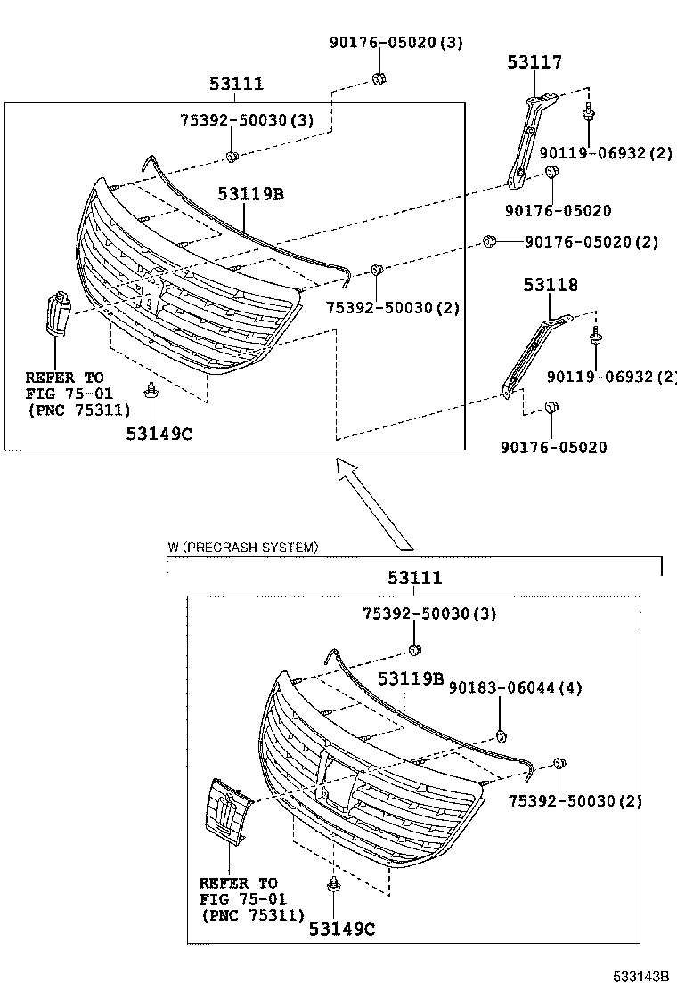 53100-0N080-B0 GRILLE, RADIATOR product image