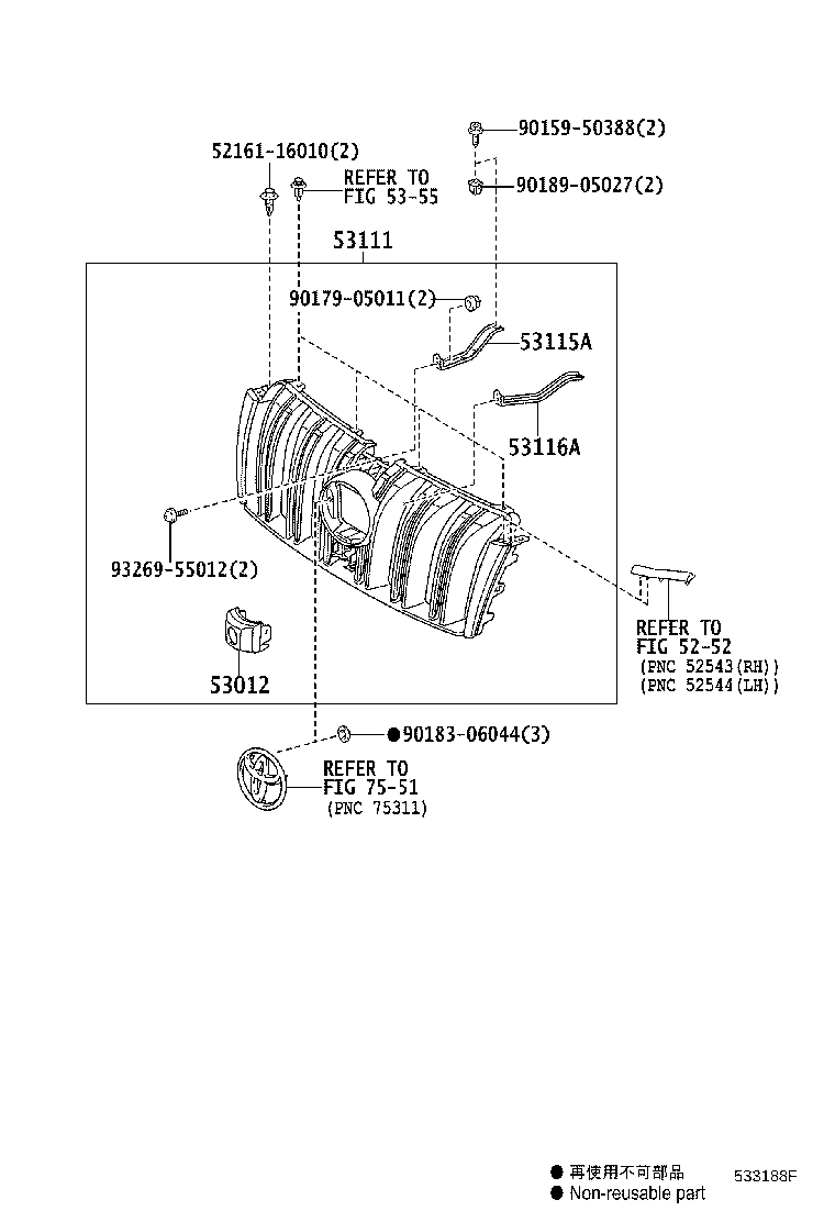 53101-60C20 GRILLE, RADIATOR product image