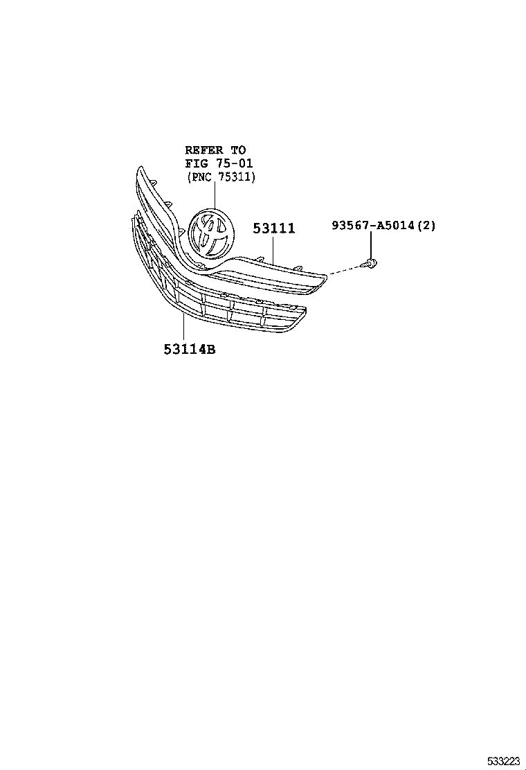 53101-06901 GRILLE, RADIATOR product image