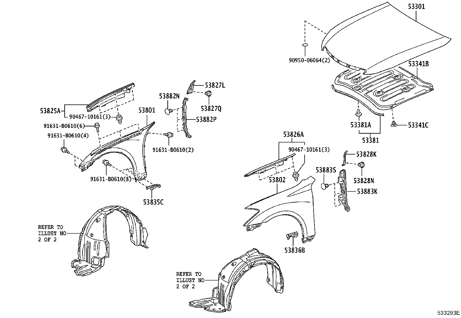 53381-30240 SEAL, HOOD TO RADIATOR SUPPORT product image