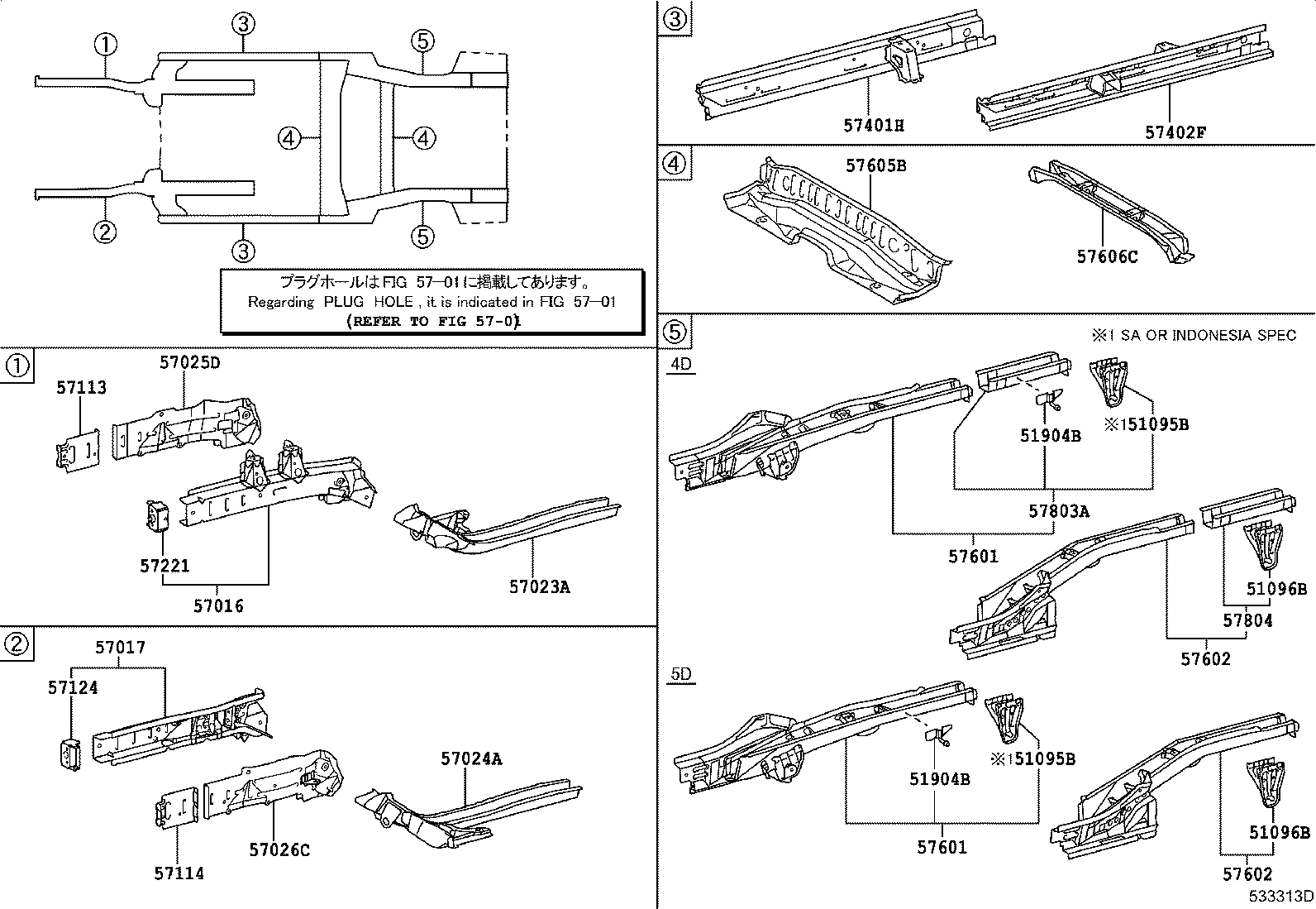 57024-0D120 MAMBER SUB-ASSY, REAR SIDE, LH product image