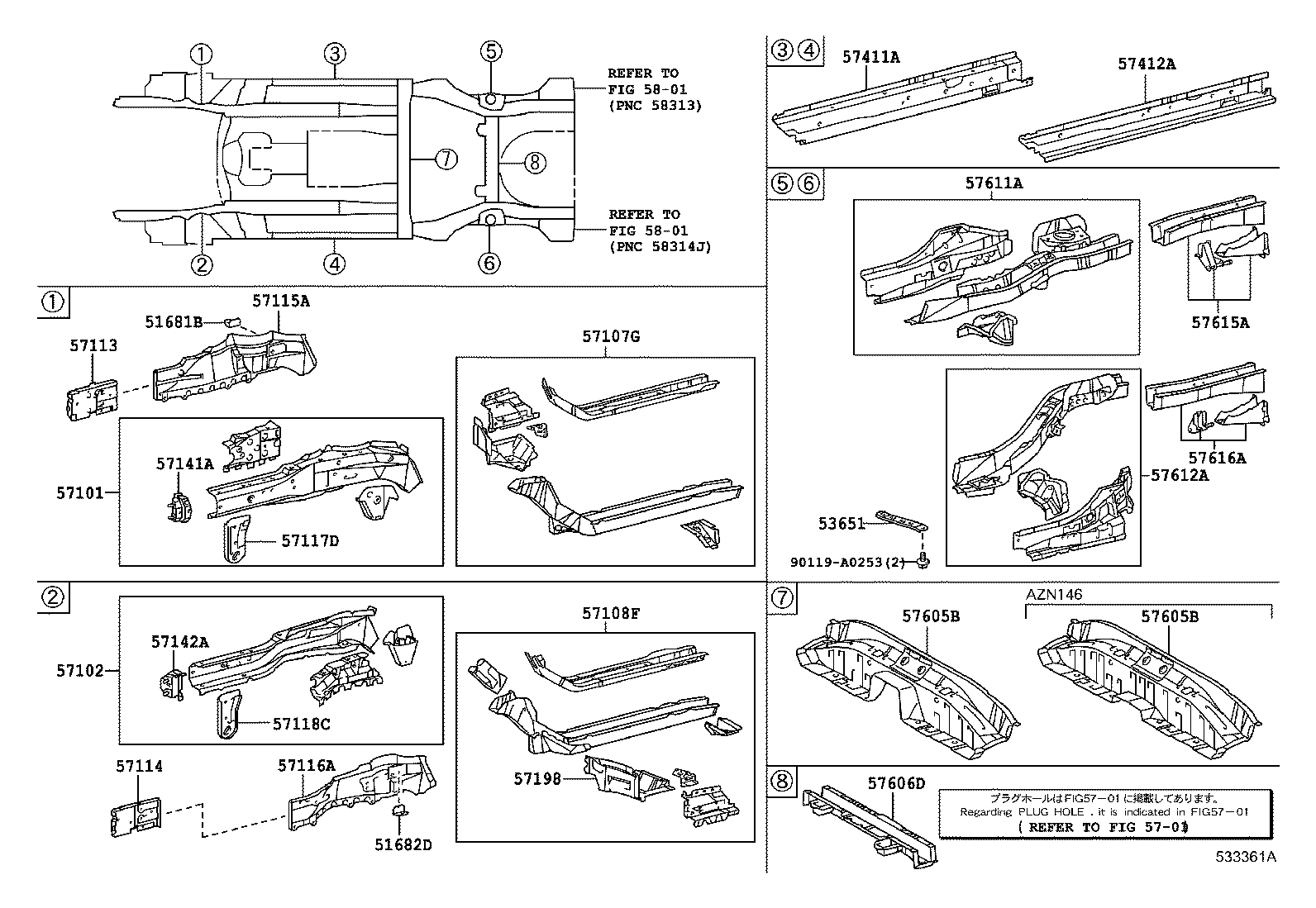 53651-02020 BRACE, REAR FLOOR SIDE MEMBER product image