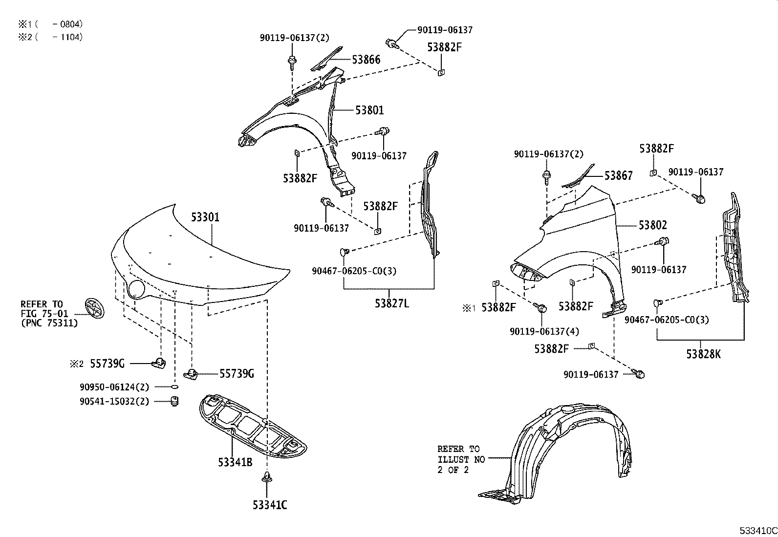 53876-52250 LINER, FRONT FENDER, LH product image