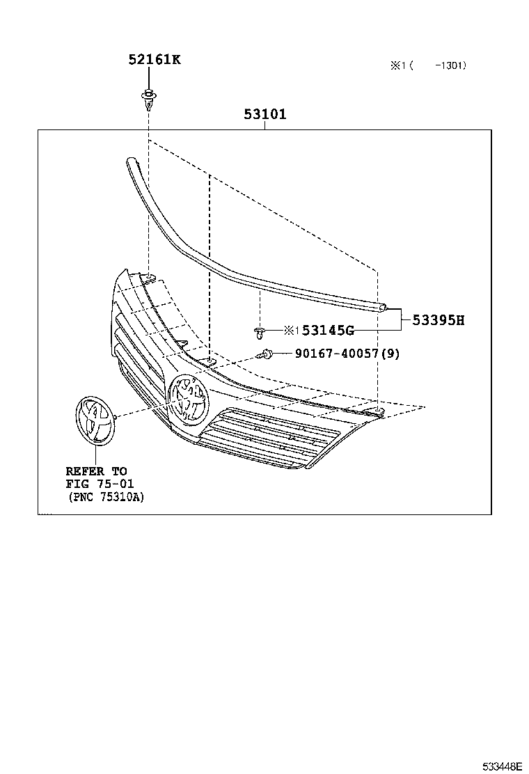 53121-04020 CLIP, RADIATOR GRILLE product image