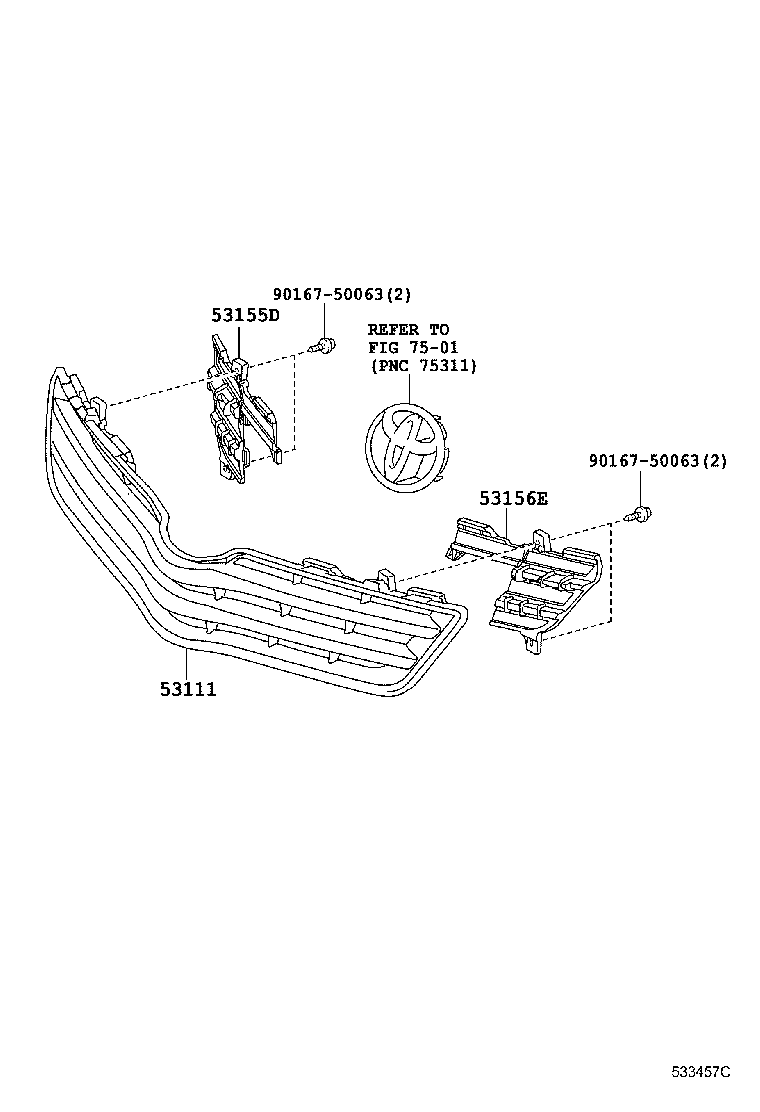 53111-0F050 GRILLE, RADIATOR product image