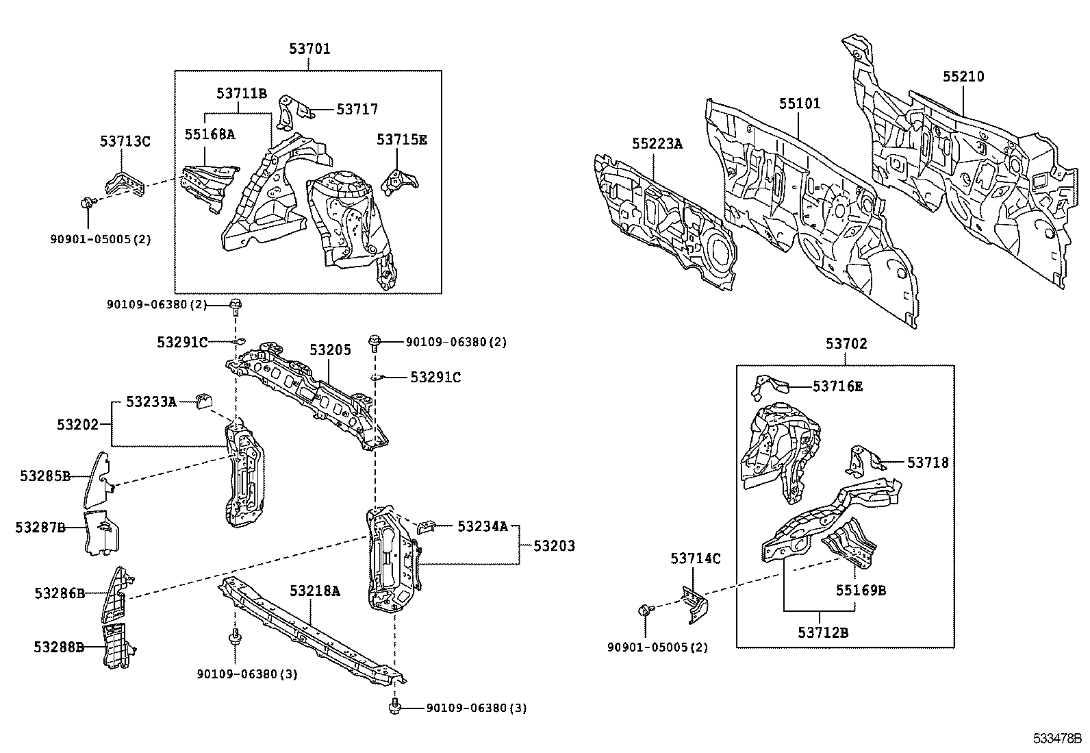 53028-52070 SUPPORT, RADIATOR, LOWER product image