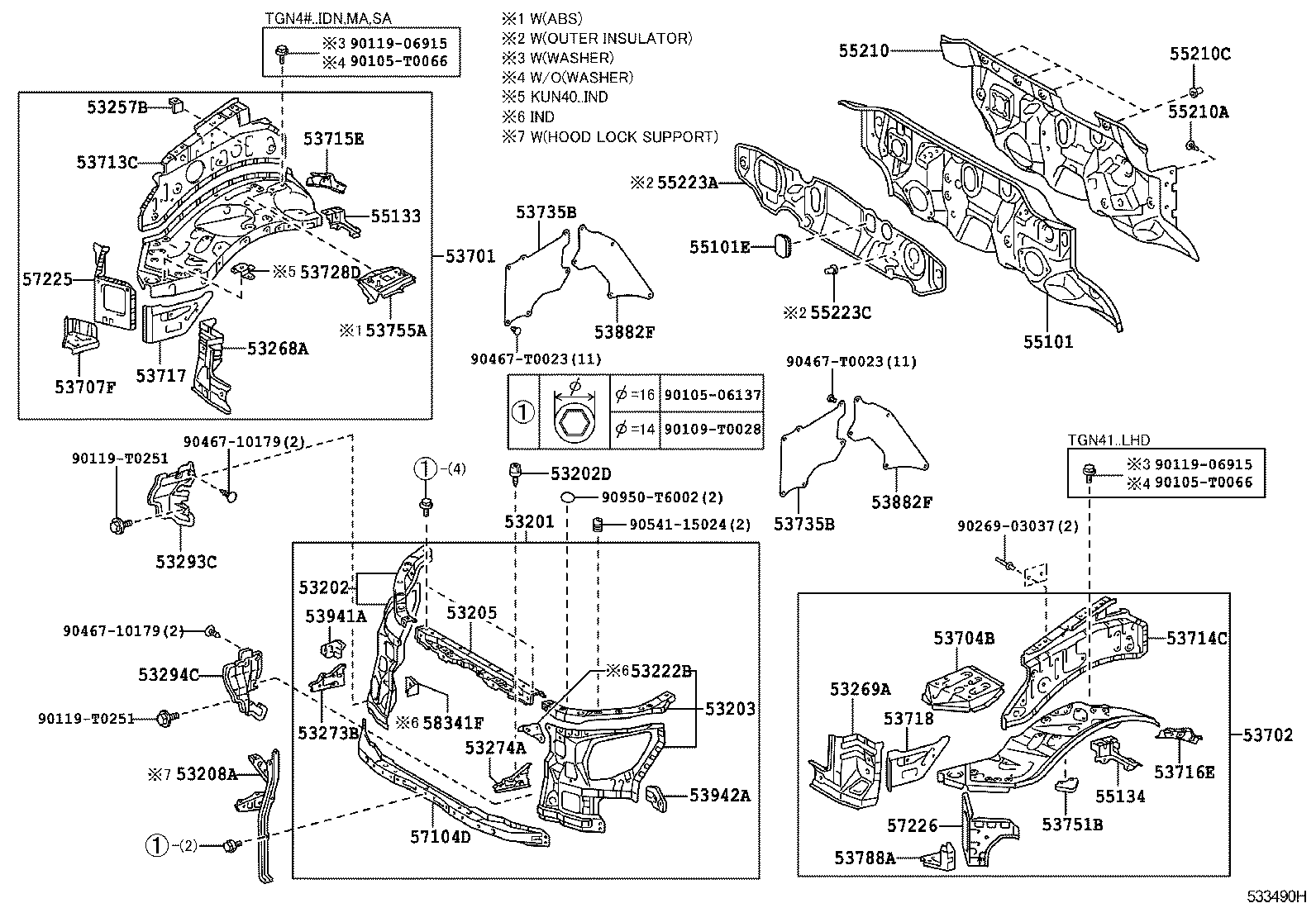 53208-DX050 SUPPORT SUB-ASSY, HOOD LOCK product image