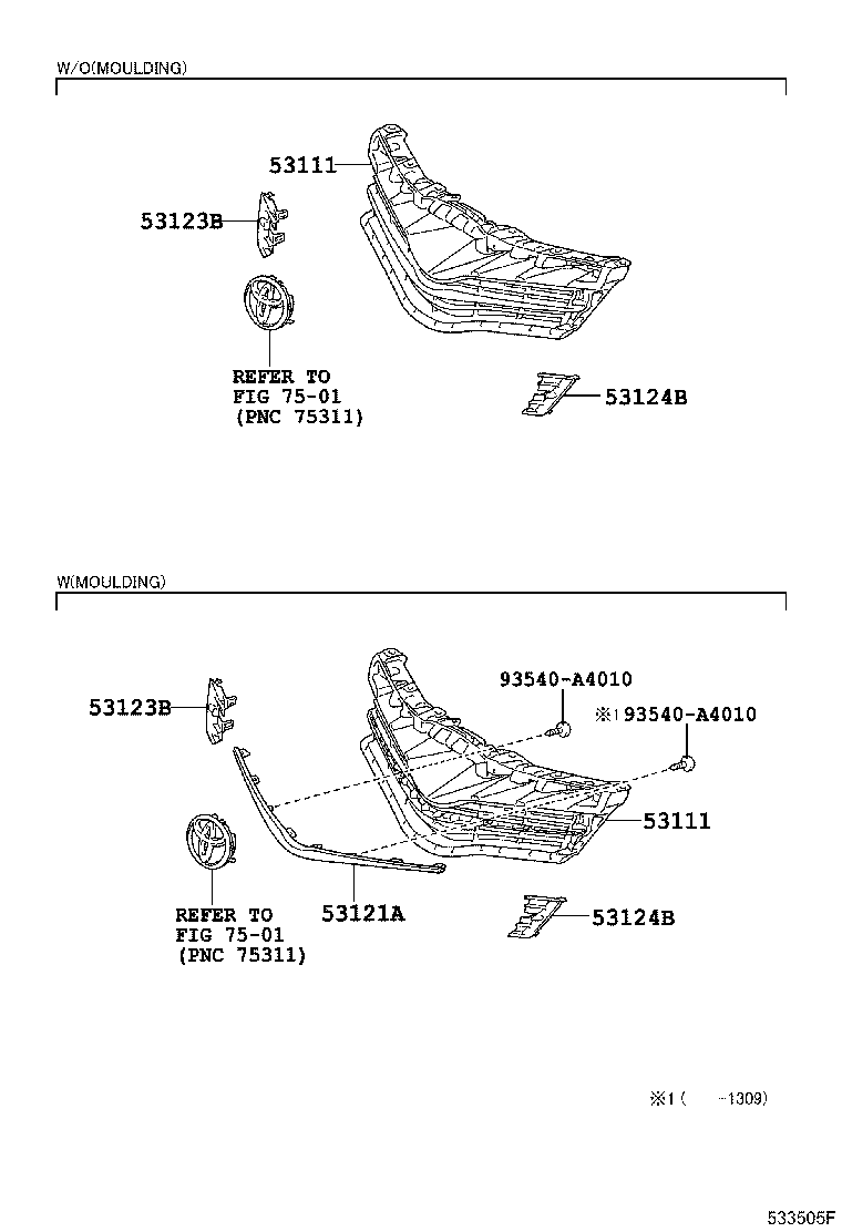 53111-0D370 GRILLE, RADIATOR product image