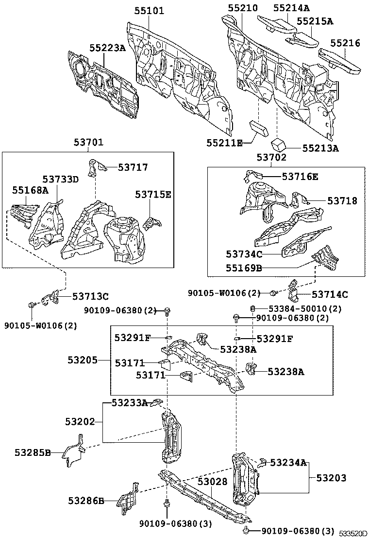 55213-0D110 PAD, DASH PANEL SILENCER product image