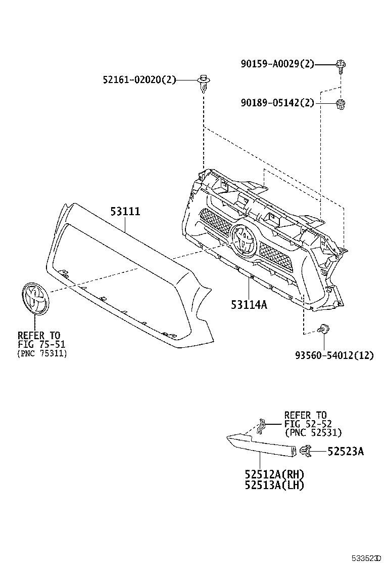 53100-04470 GRILLE, RADIATOR product image