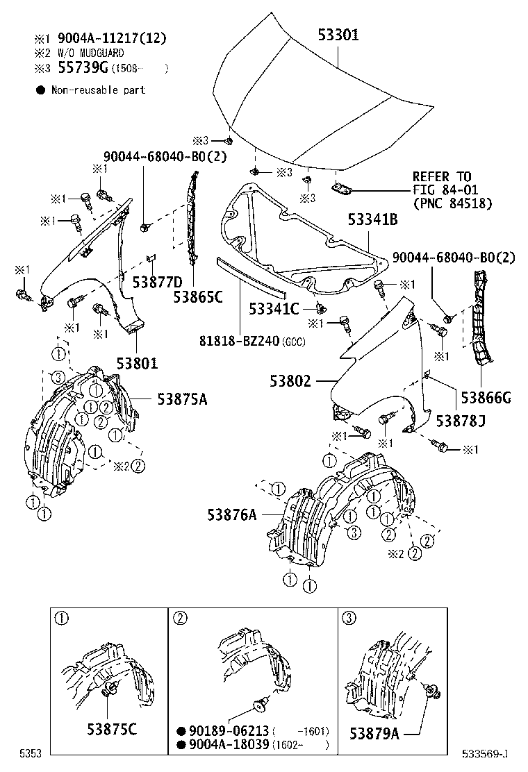 9004A-46352 RETAINER, FRONT FENDER LINER product image