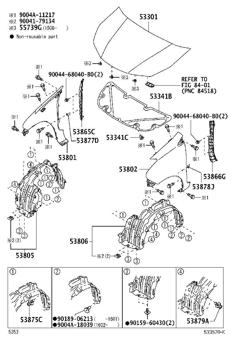 9004A-46352 RETAINER, FRONT FENDER LINER product image