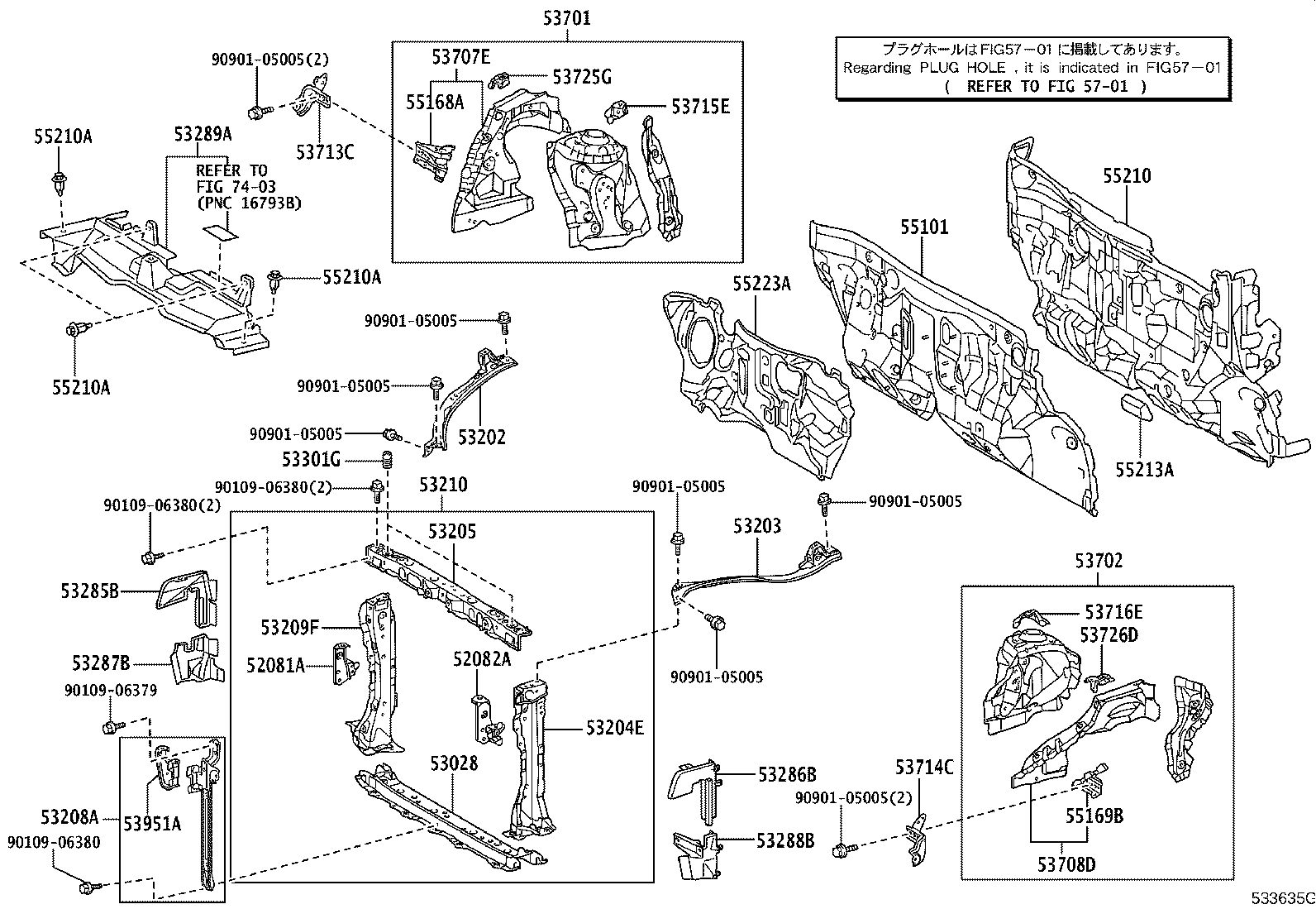 53208-52901 SUPPORT SUB-ASSY, HOOD LOCK product image