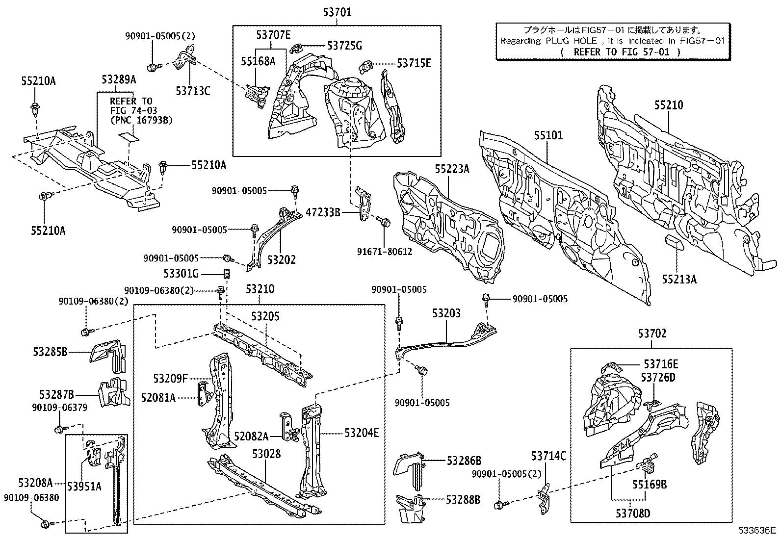 53208-52901 SUPPORT SUB-ASSY, HOOD LOCK product image