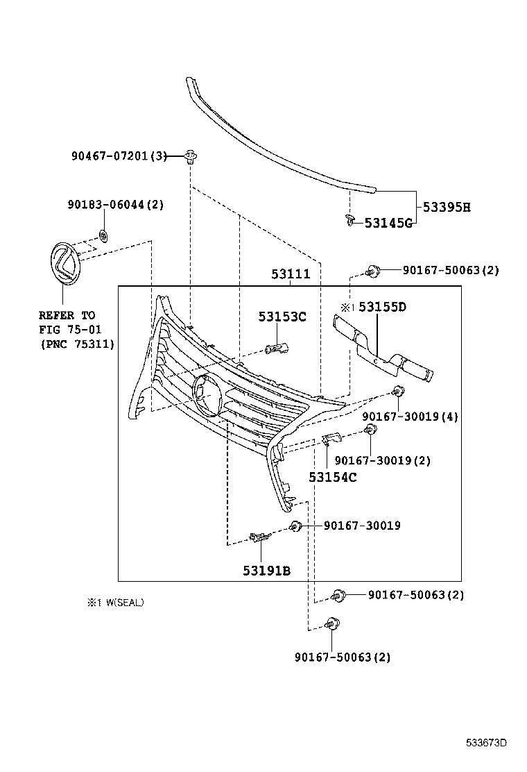 53101-48902 GRILLE, RADIATOR product image